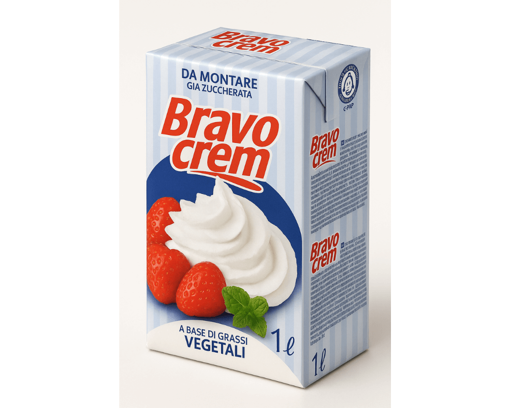 Embalagem 1L de Natas Bravo – prontas a bater e manter firmeza até 2h – Cafés Serrano