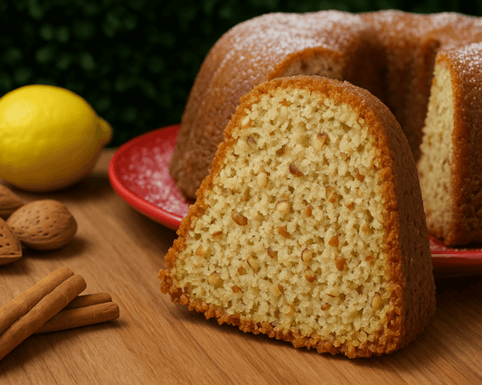 Bolo de amêndoa caseiro feito com preparado Cafés Serrano – sobremesa tradicional com toque sofisticado