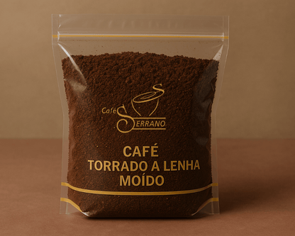 Café moído com torra a lenha – Cafés Serrano